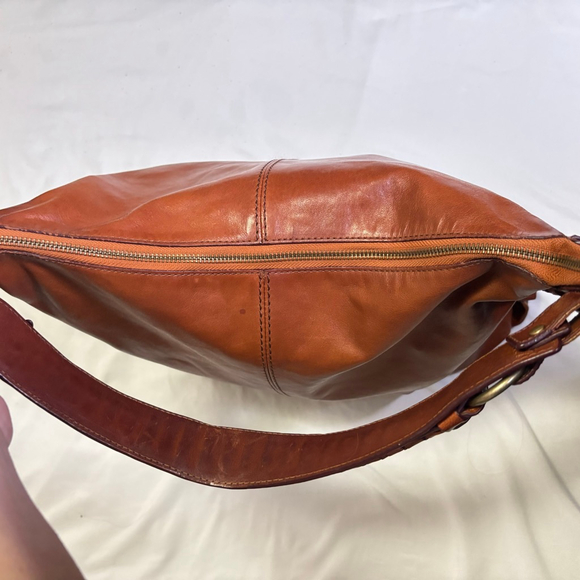 Cole Haan Village Leather Hobo Shoulder Bag Large Purse Brown Woven Strap - Picture 7 of 16